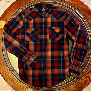 Men orange plaid western shirt - American Eagle sz small